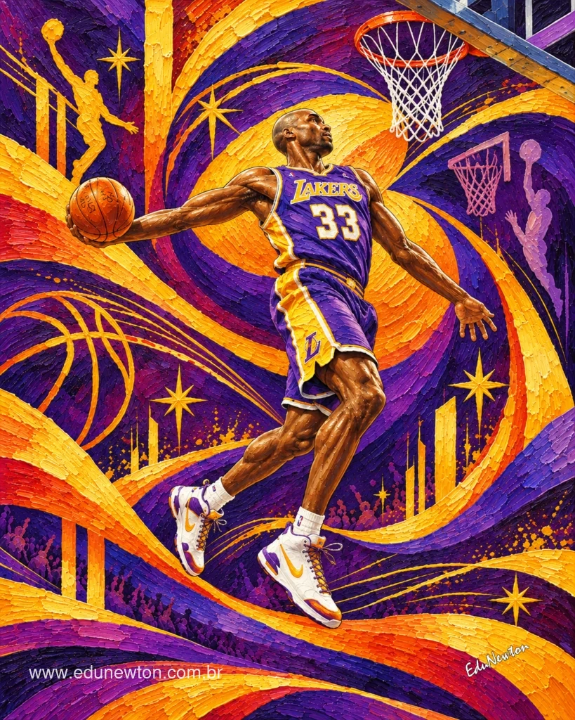 Un jugador de los Lakers se acerca al aro con el bal&oacute;n en una mano, en el instante anterior al mate.