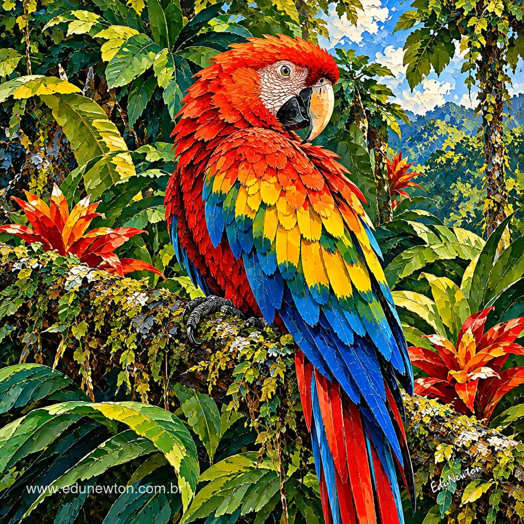Red, yellow, and blue run through the macaw's feathers.