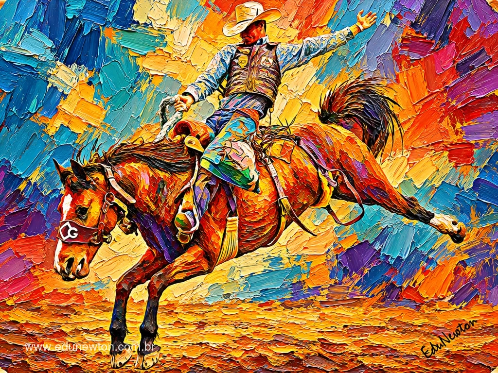 Un caballo y su jinete quedan suspendidos en el aire en un movimiento intenso.